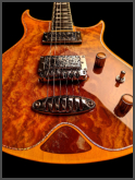 Zerberus Morpheus custom electric guitar Orange Burst stone top pickup and bridge detail