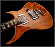 Zerberus Morpheus custom electric guitar Orange Burst stone top body contour detail